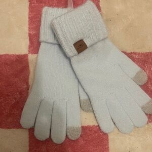 Cozy Light Blue Knit Gloves
